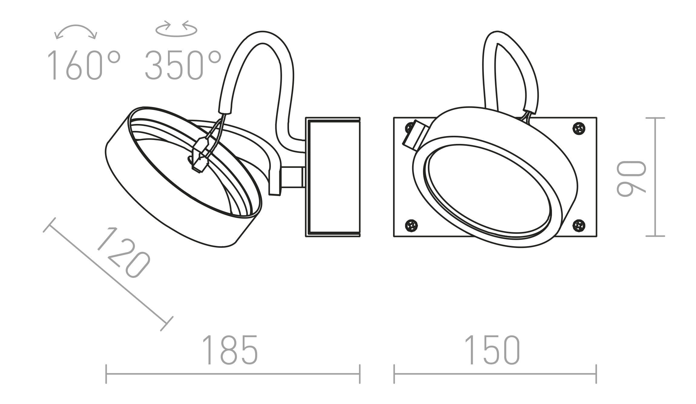 KELLY I zidna lampa - Product sketch