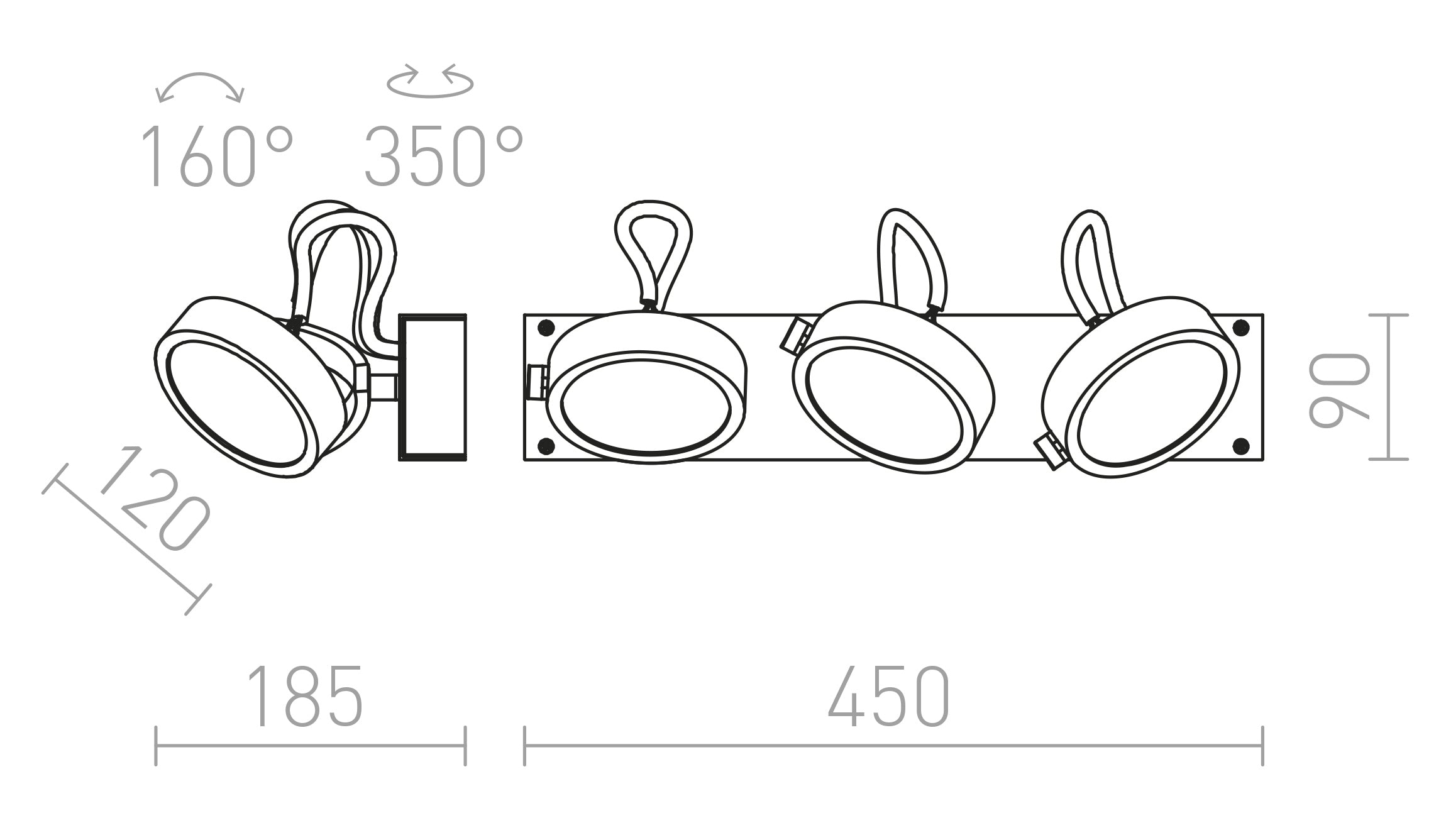 KELLY III da parete lampada - Product sketch