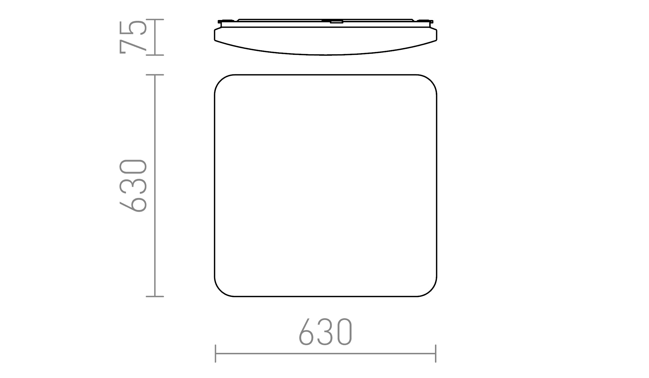 SEMPRE SQ 63 sensor ceiling lamp - Product sketch