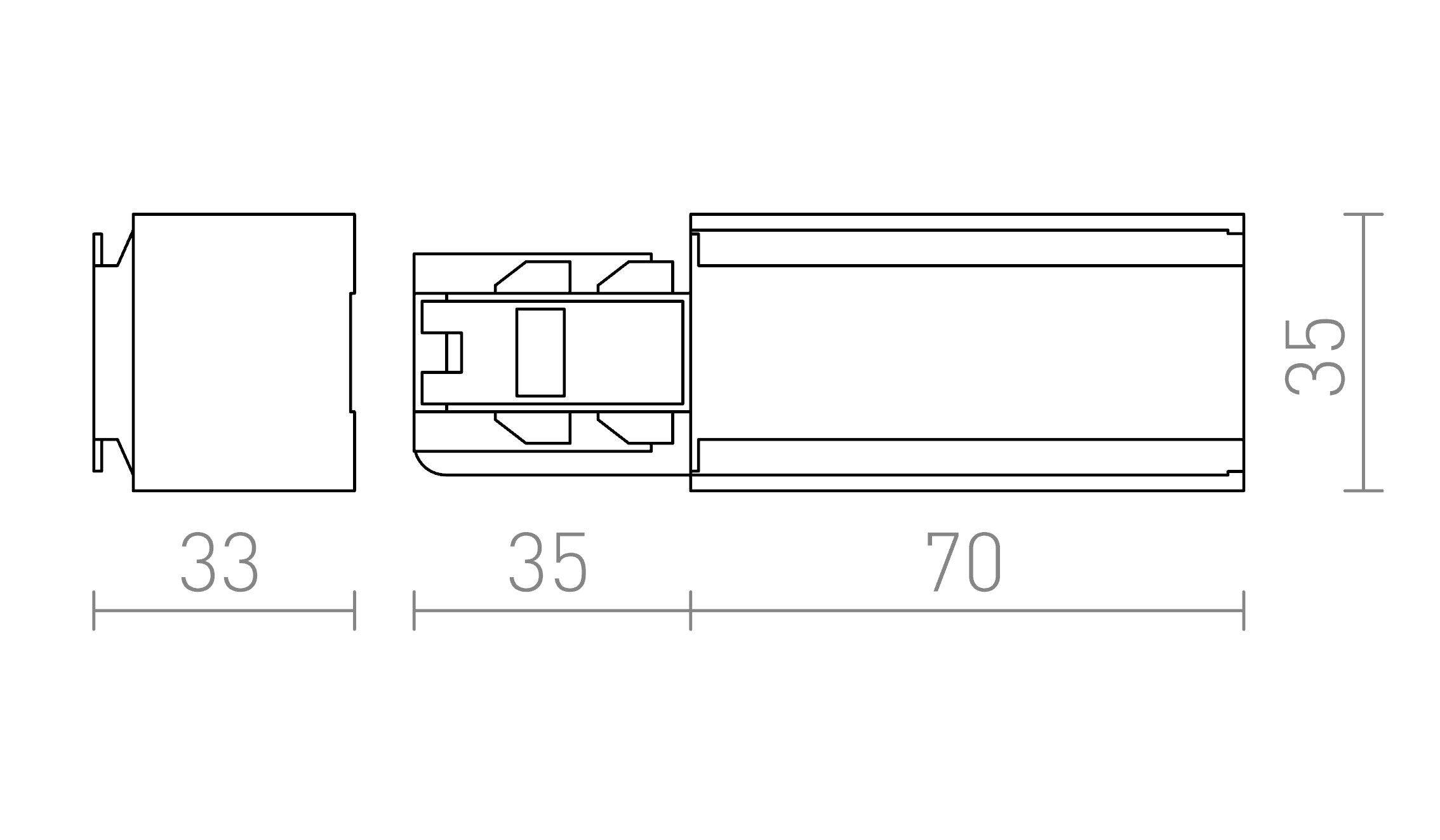 EUTRAC napajanje desno lampa - Product sketch