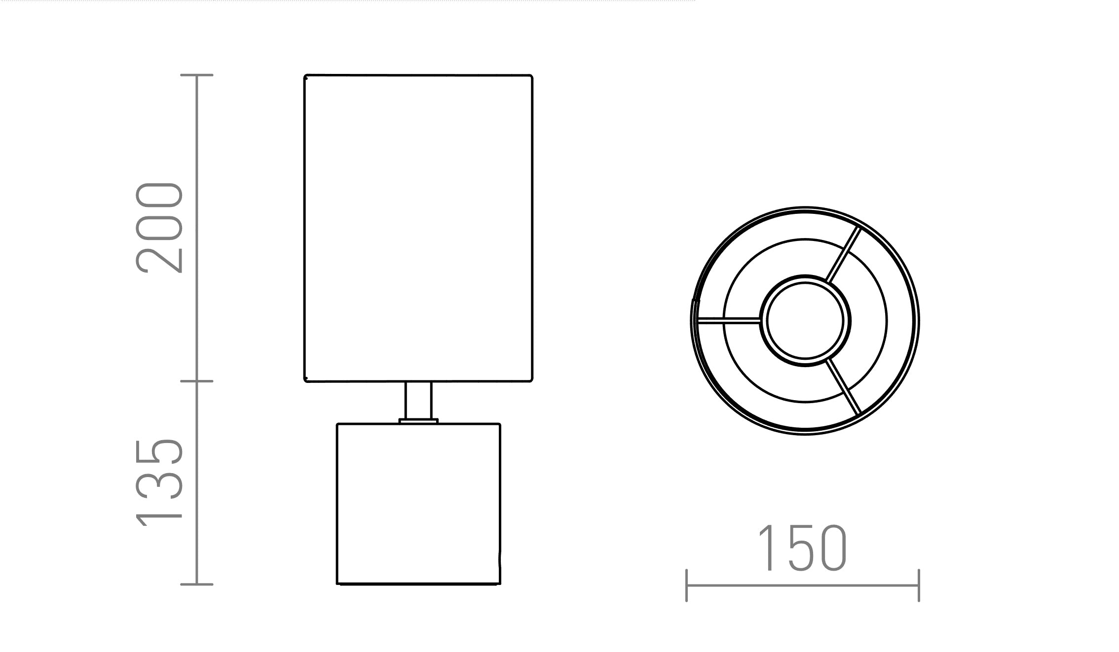 CAMINO da tavolo con paralume - Product sketch