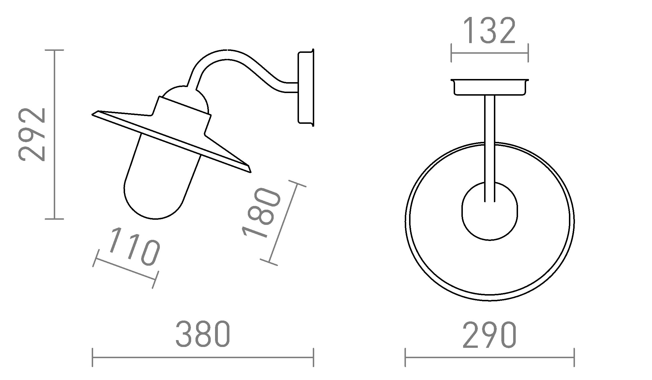BEACON zidna lampa - Product sketch