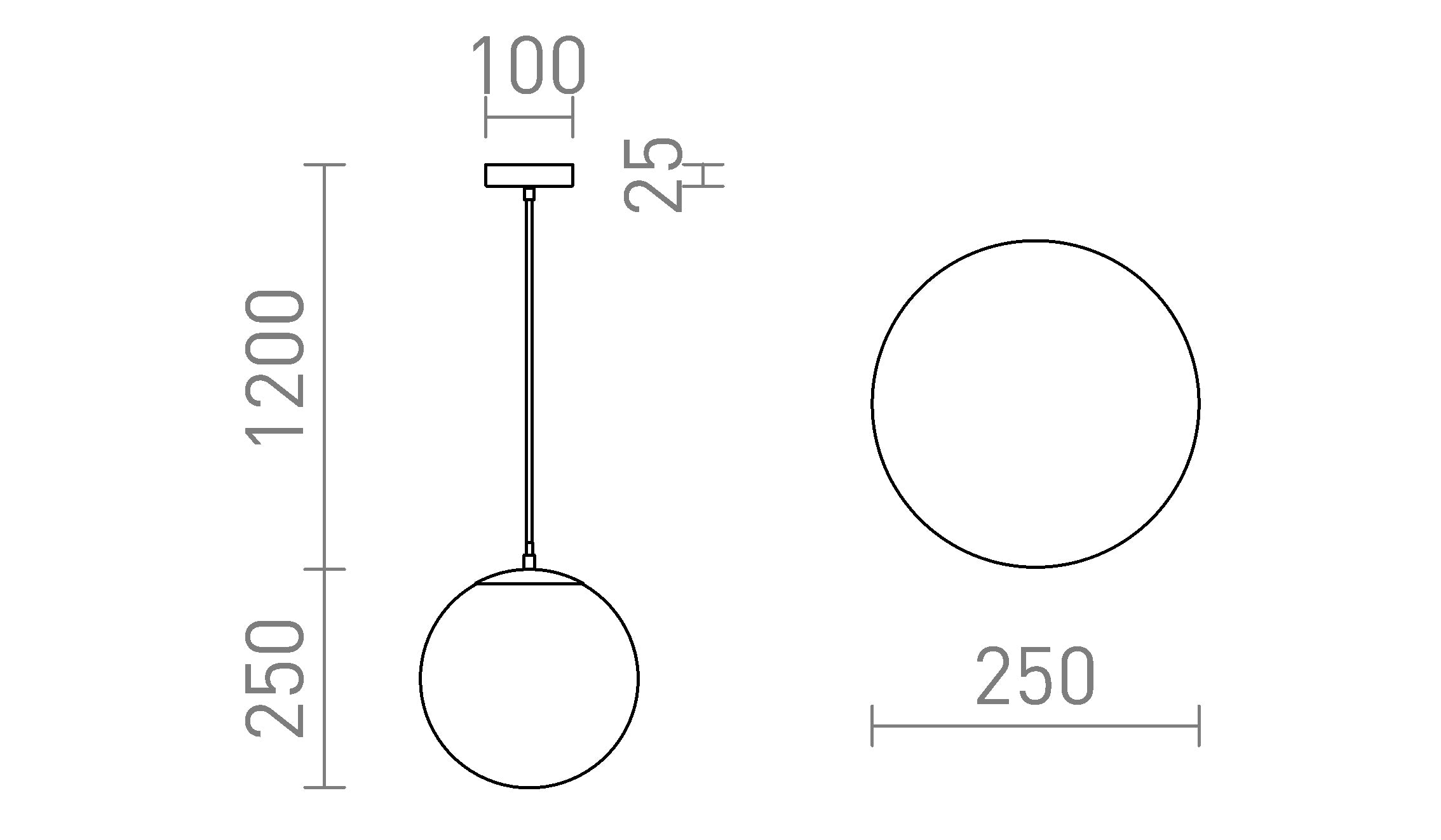 LUNA 25 Κρεμαστό λαμπτήρας - Product sketch