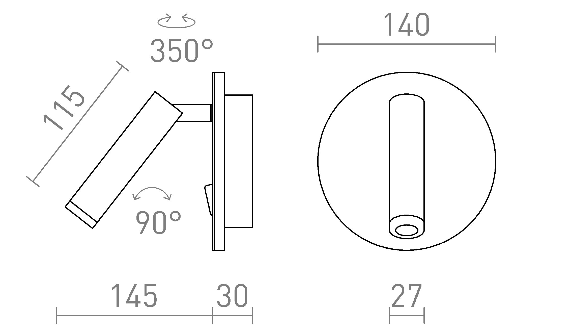 THALIA stenska lampa - Product sketch