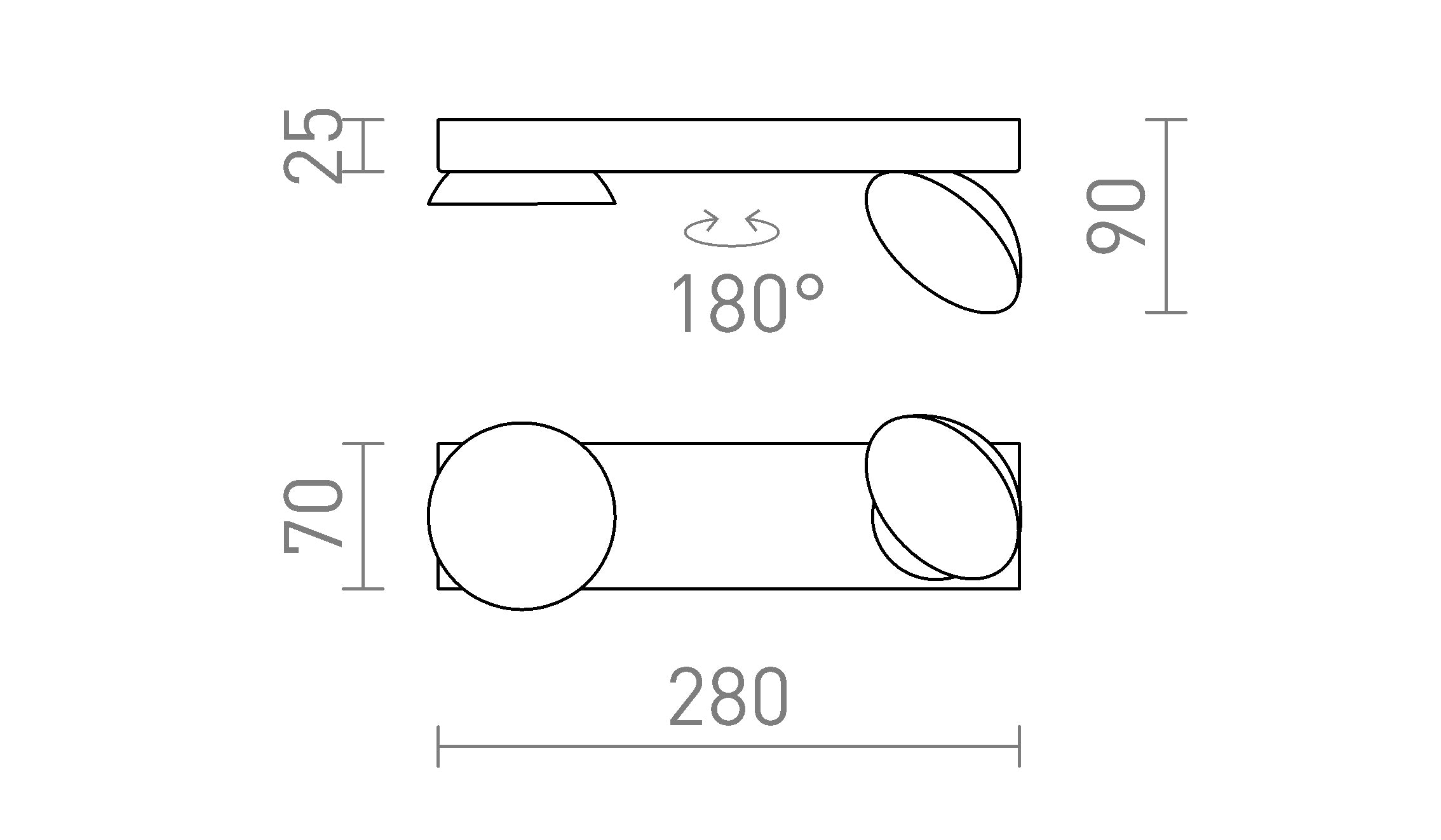 ELISEO II montat pe suprafață lampă - Product sketch