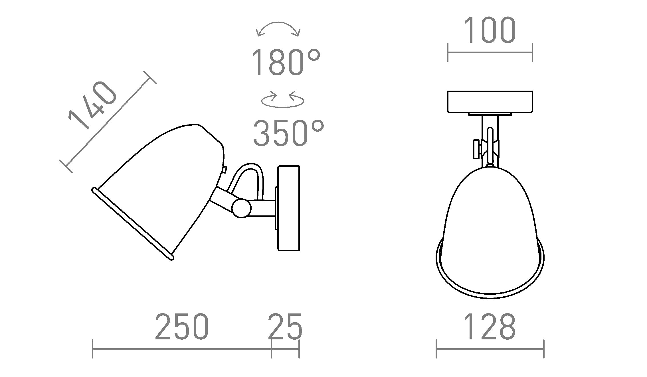 DANNY vägg lampa - Product sketch