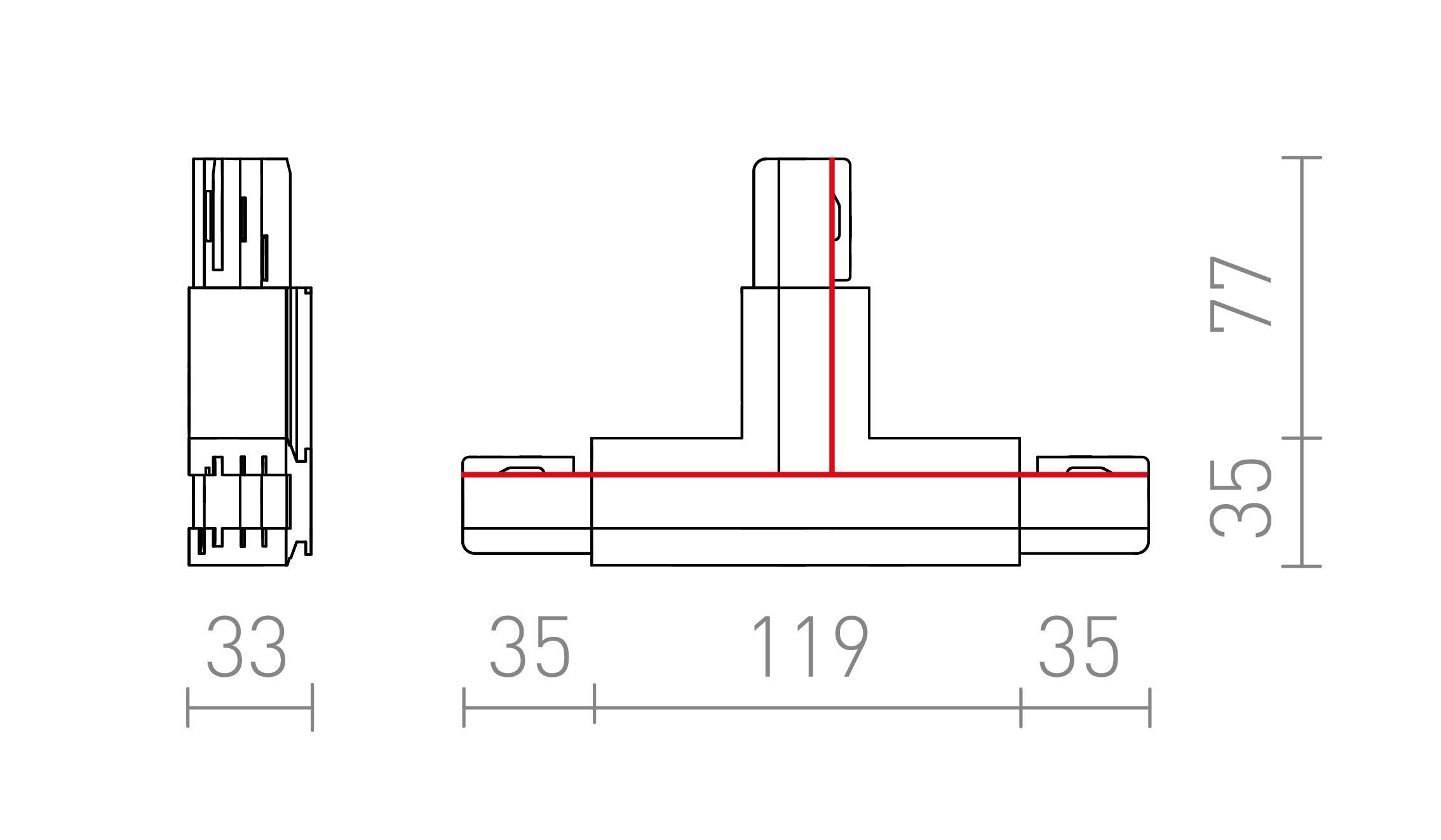EUTRAC CONNETTORE A T - Product sketch