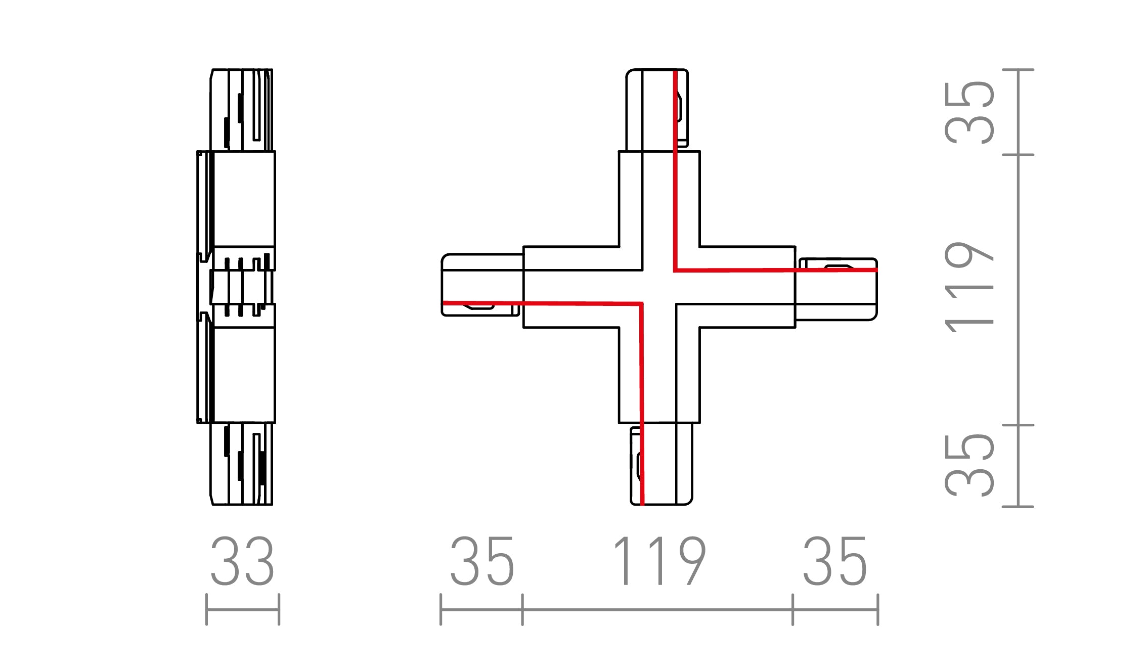 EUTRAC CONNETTORE A X - Product sketch