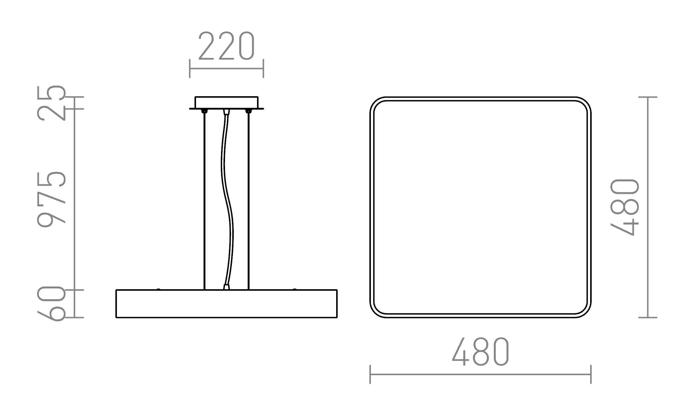 MENSA SQ 48 a sospensione lampada - Product sketch