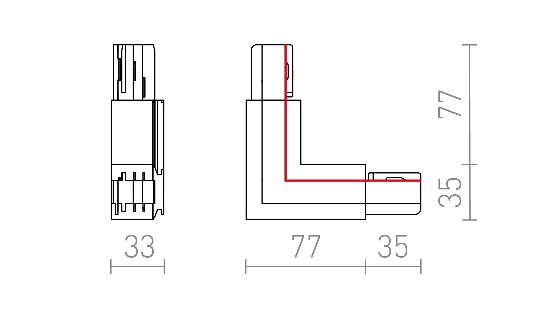 EUTRAC CONNETTORE L (POLARITÀ INTERNA) - Product sketch
