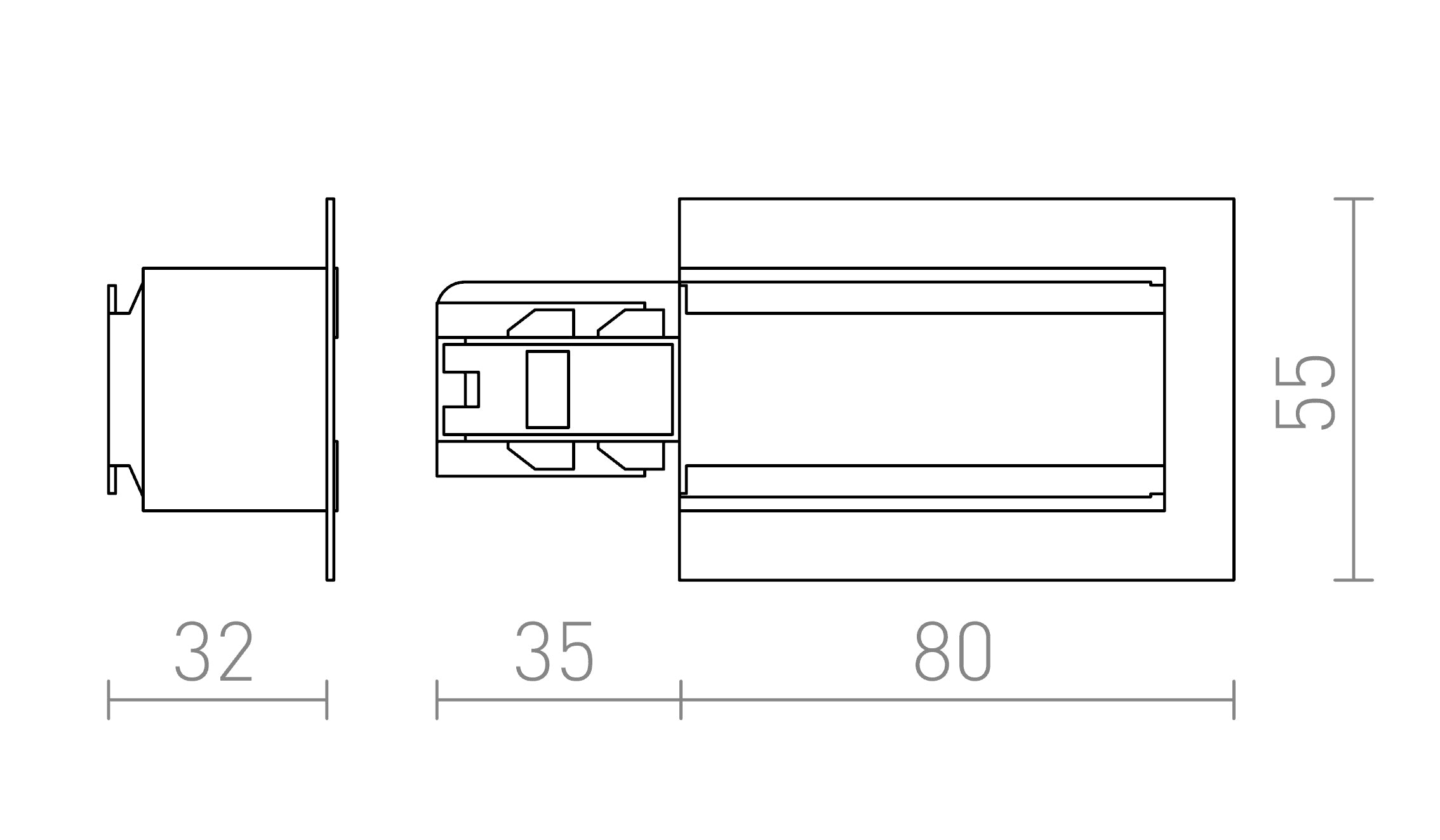 EUTRAC ALIMENTAZIONE PER BINARI DA INCASSO (POLARITÀ SINISTRA) - Product sketch