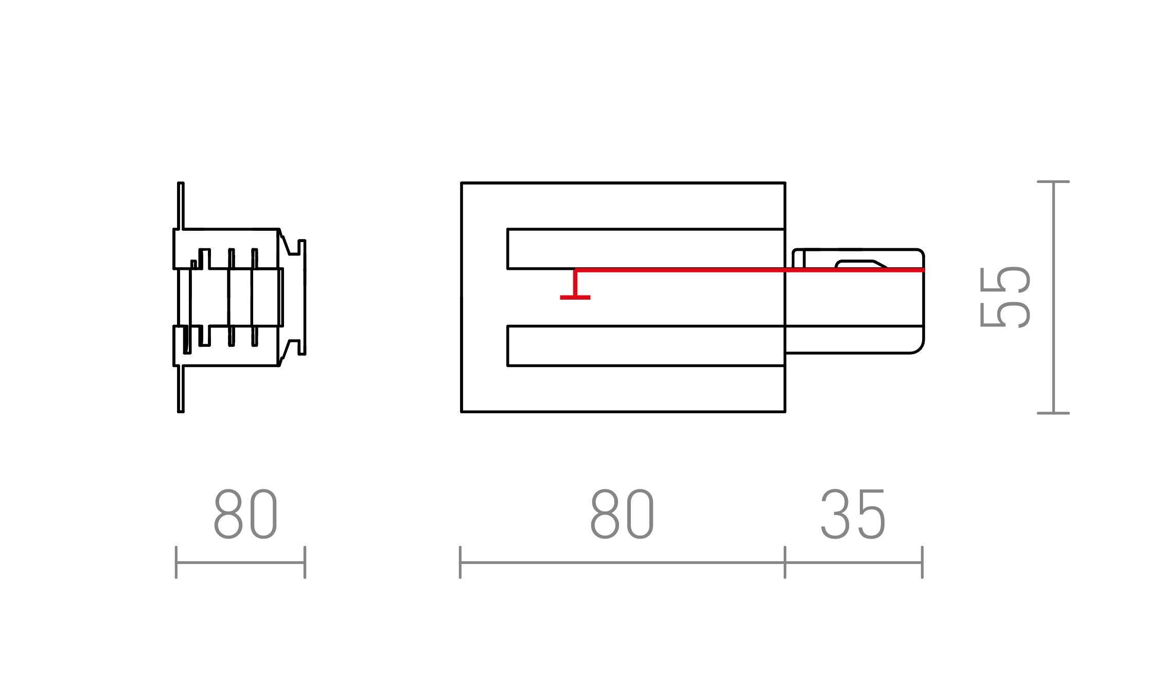 EUTRAC ALIMENTAZIONE PER BINARI DA INCASSO (POLARITÀ DESTRA) - Product sketch