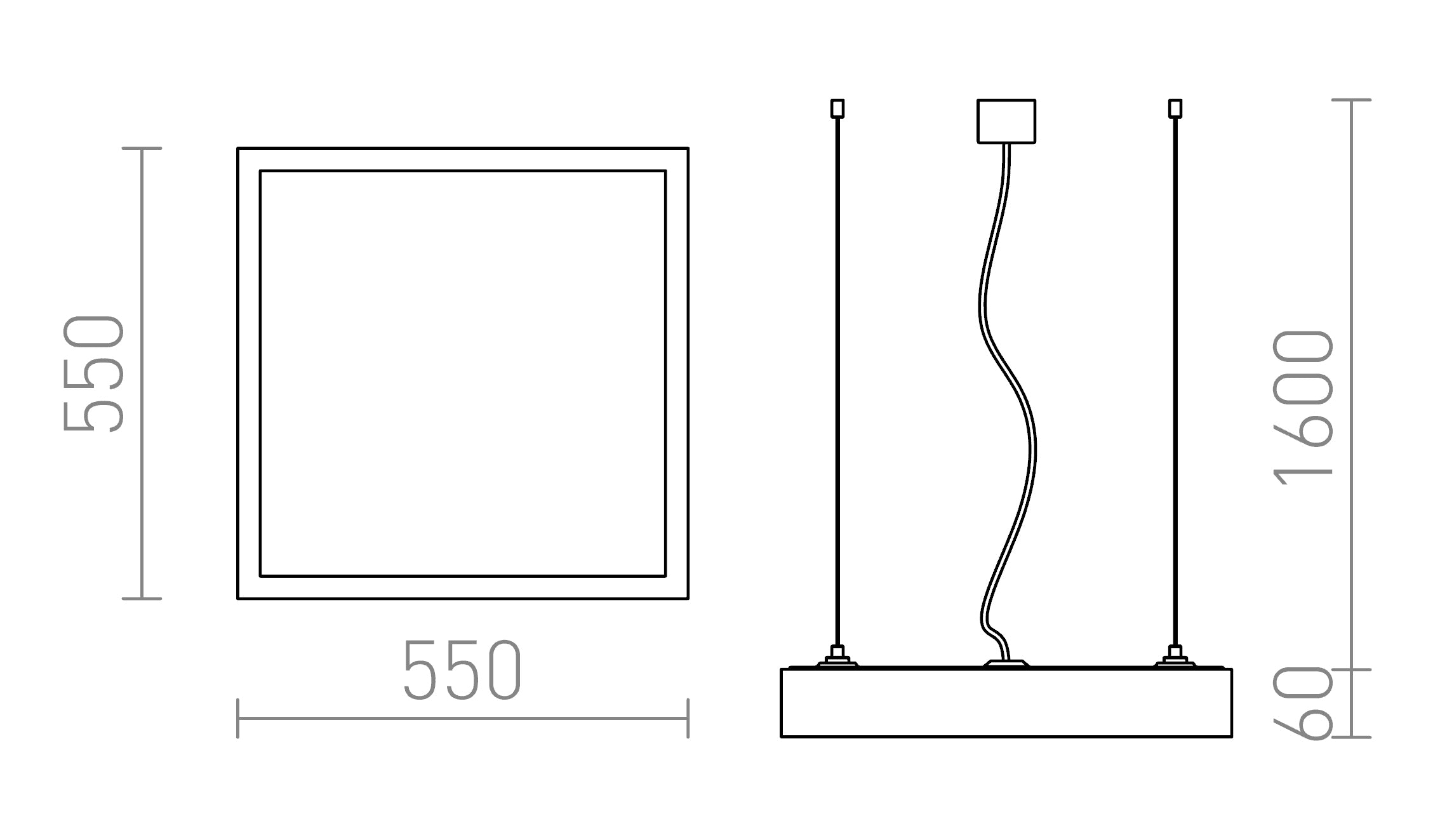 STRUCTURAL LED 55x55 a sospensione lampada - Product sketch