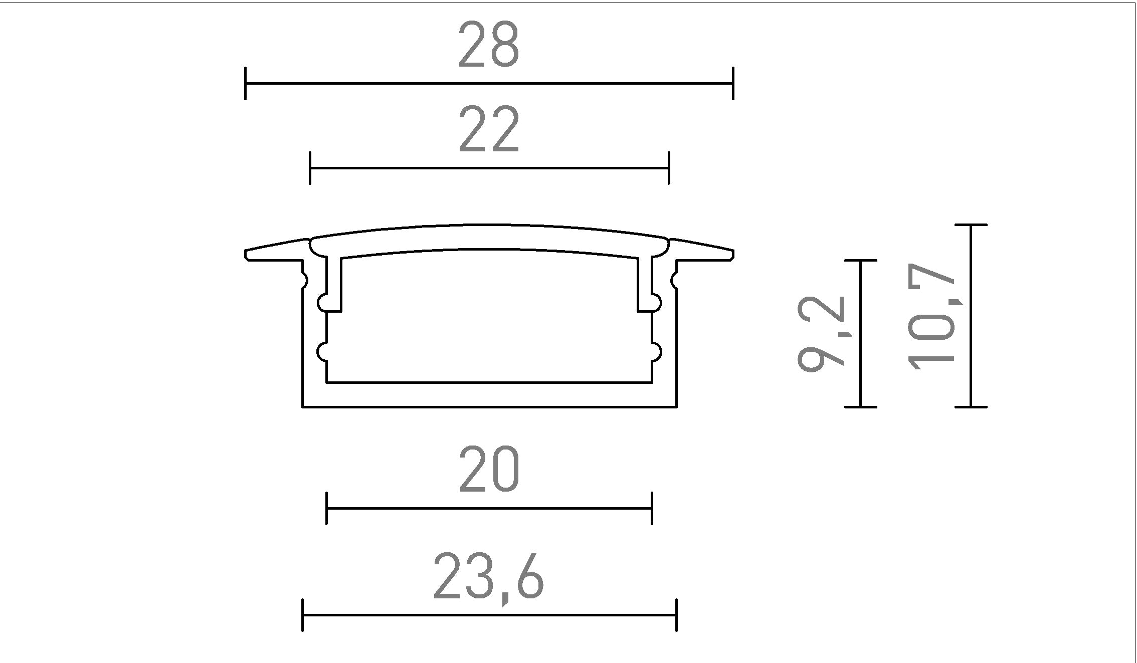 PROFILO LED A INCASSATO - Product sketch
