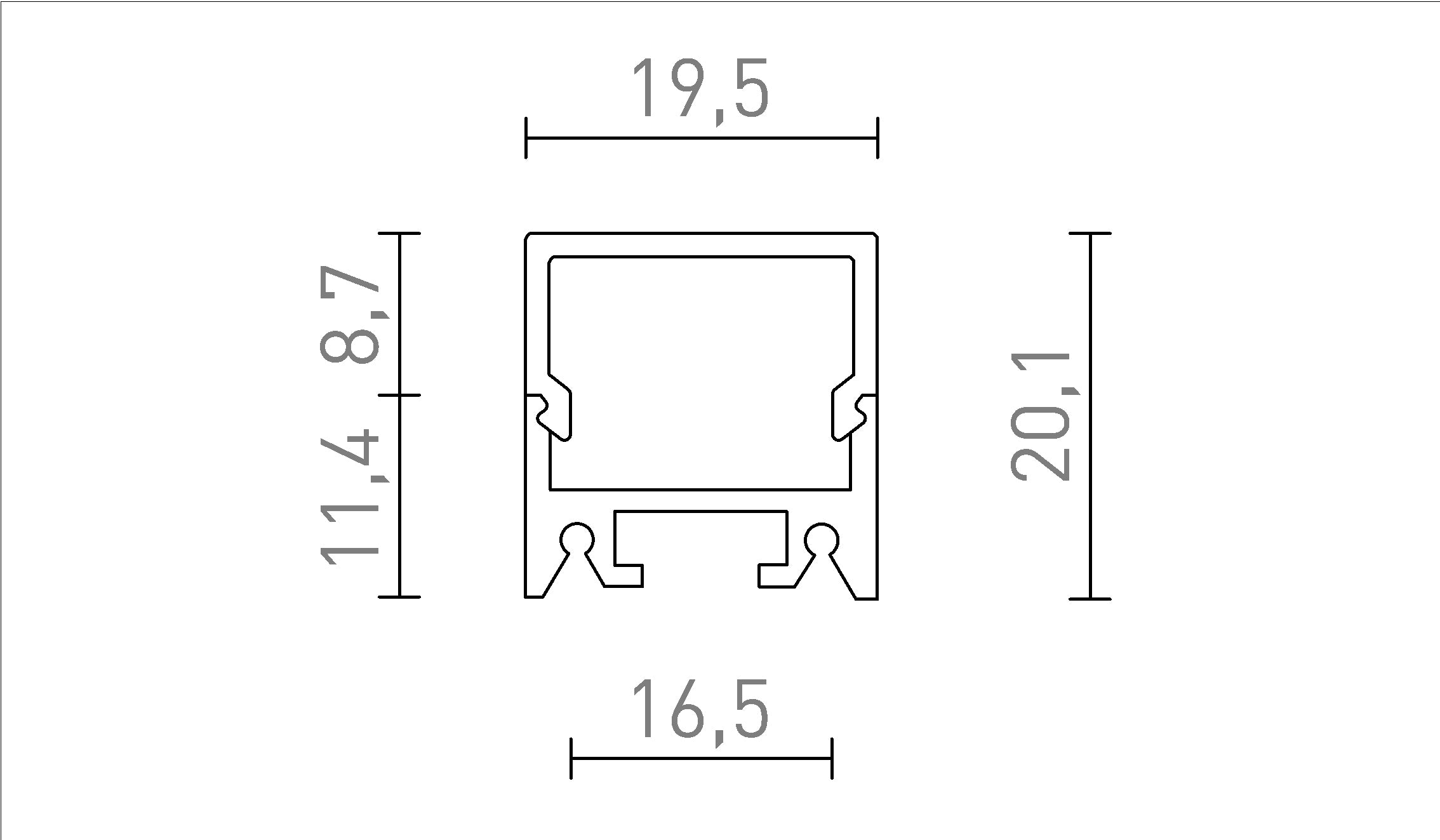 PROFILO LED D MONTATO IN SUPERFICIE - Product sketch