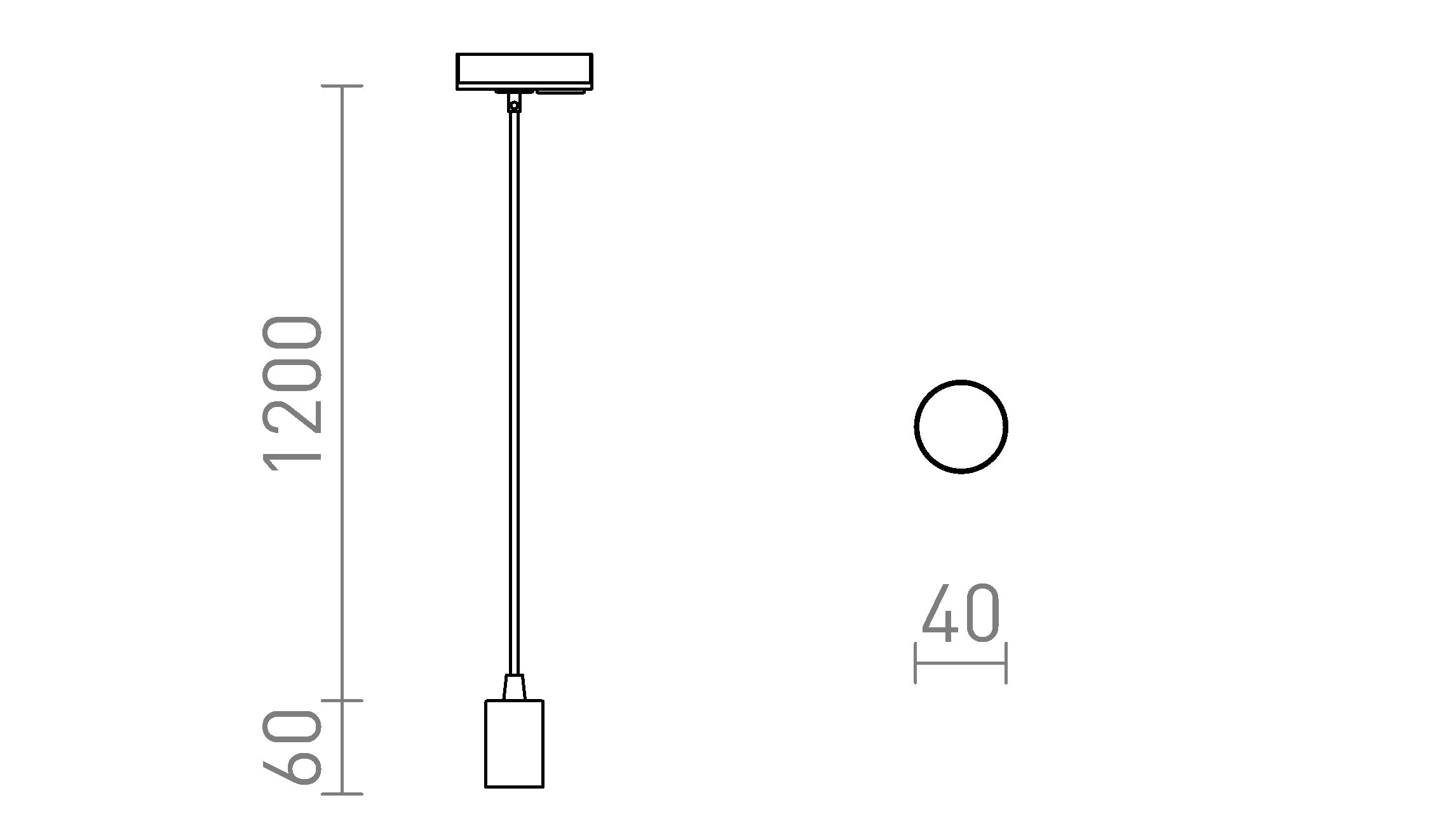 ARAQ  per binario monofase a sospensione lampada - Product sketch