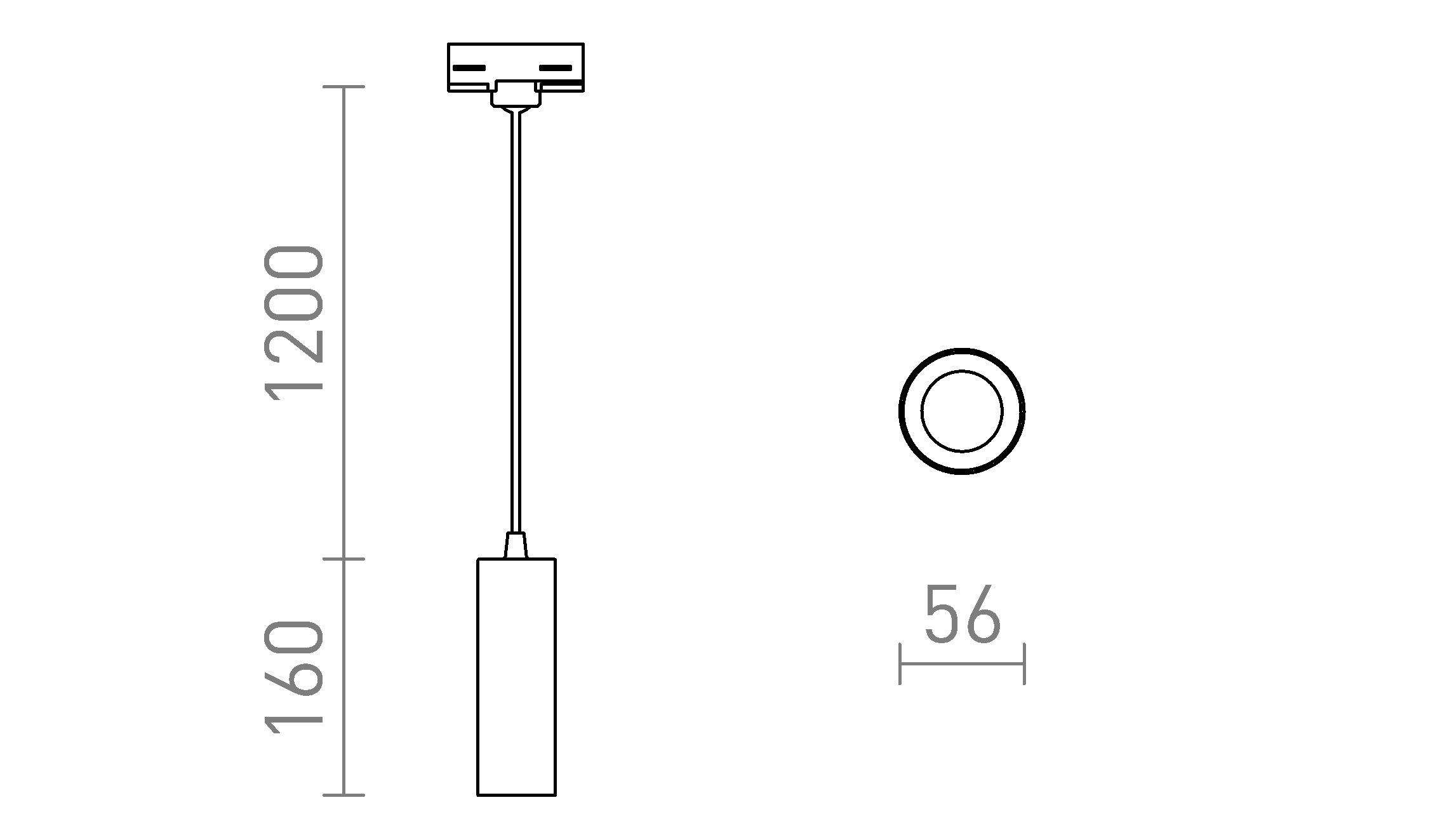 MAVRO PER BINARIO TRIFASE PENDENTE - Product sketch