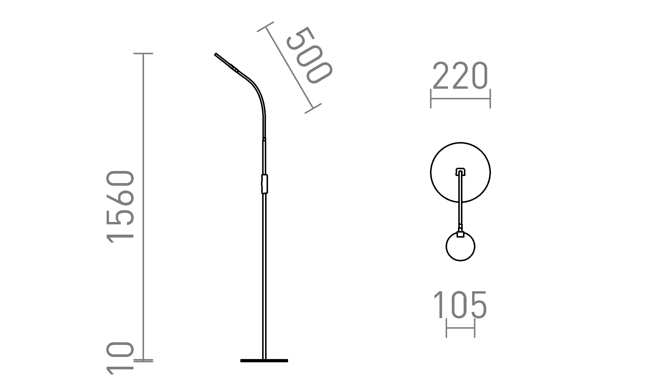 CELESTE  DIMM da terra lampada - Product sketch