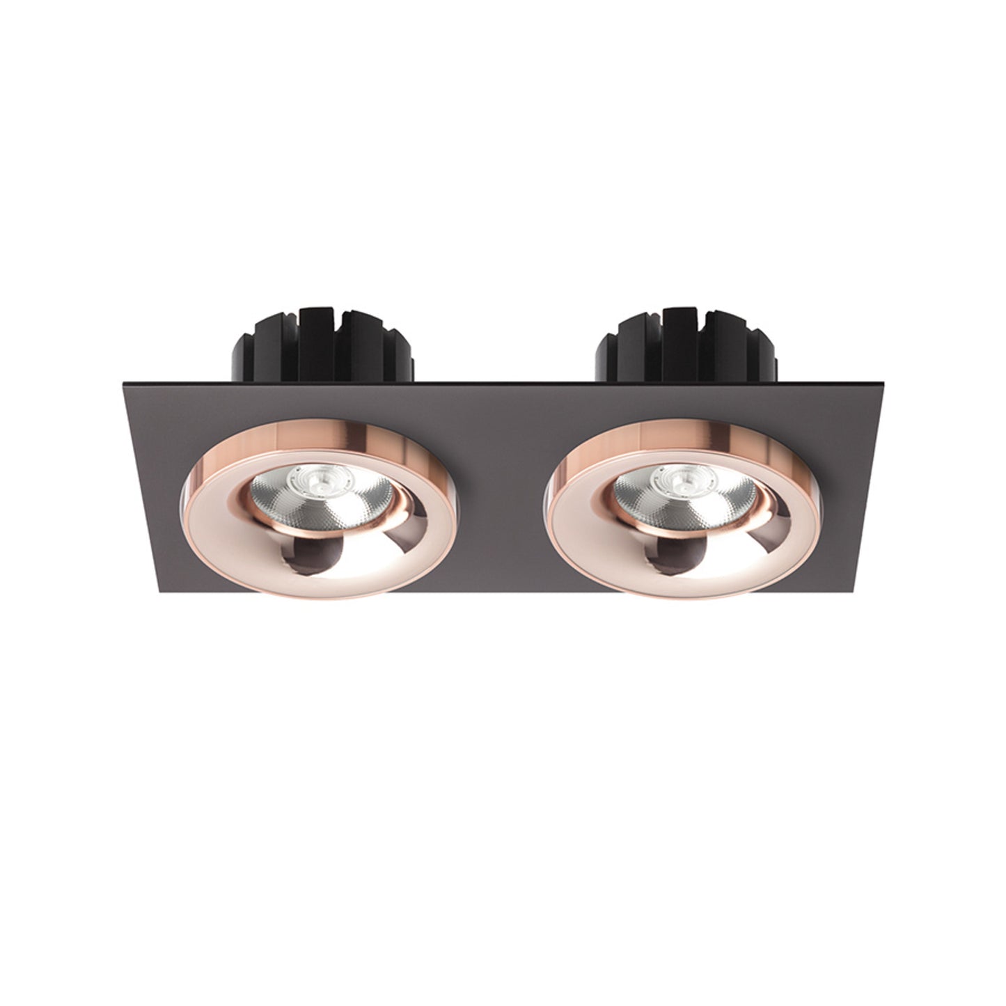 RENDL recessed light SHARM SQ II recessed black copper/copper 230V LED 2x10W 24° 3000K R13258 2