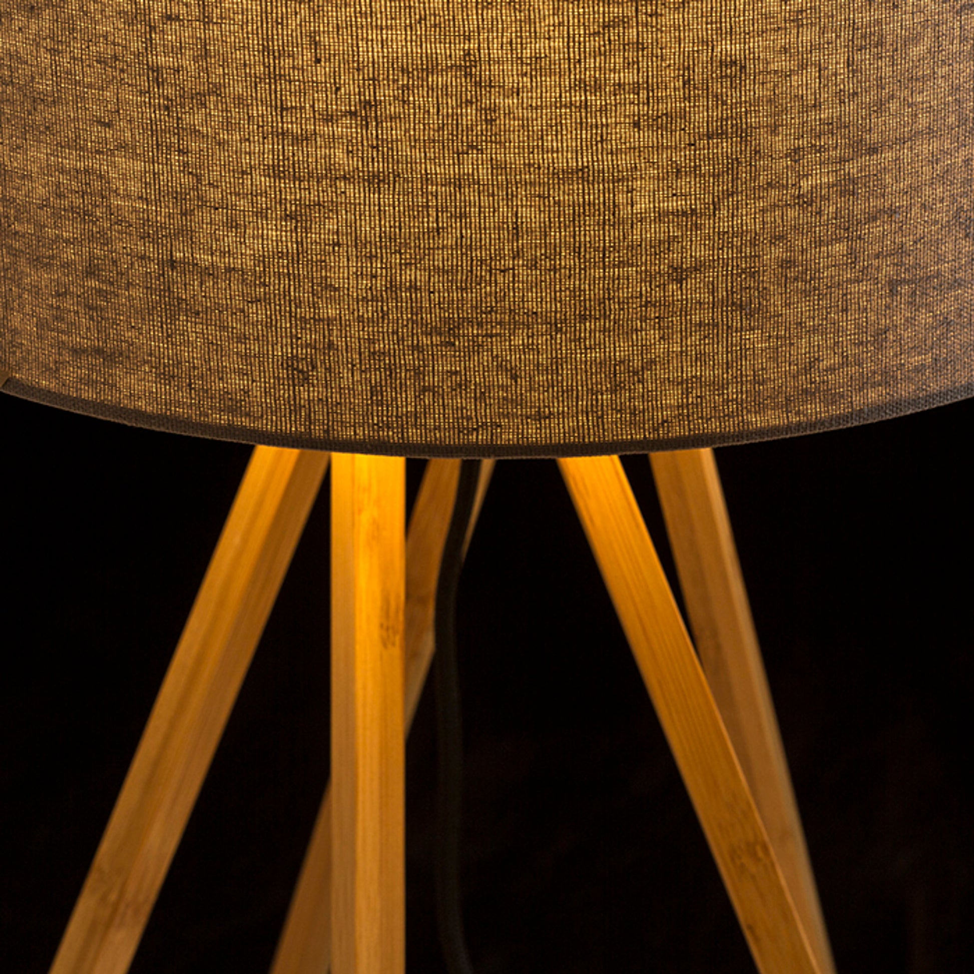 RENDL table lamp EL PASO table grey bamboo 230V LED E14 11W R13338 4