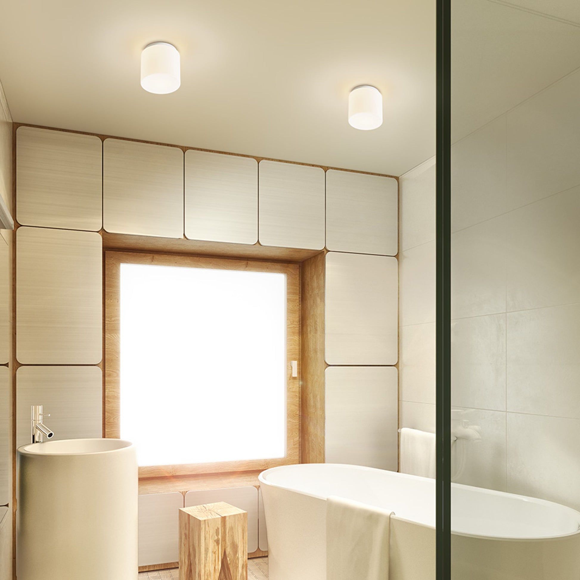RENDL surface mounted lamp ARANA R 17 ceiling  opal-colored glass/chrome 230V LED E27 11W IP44 R13682 3