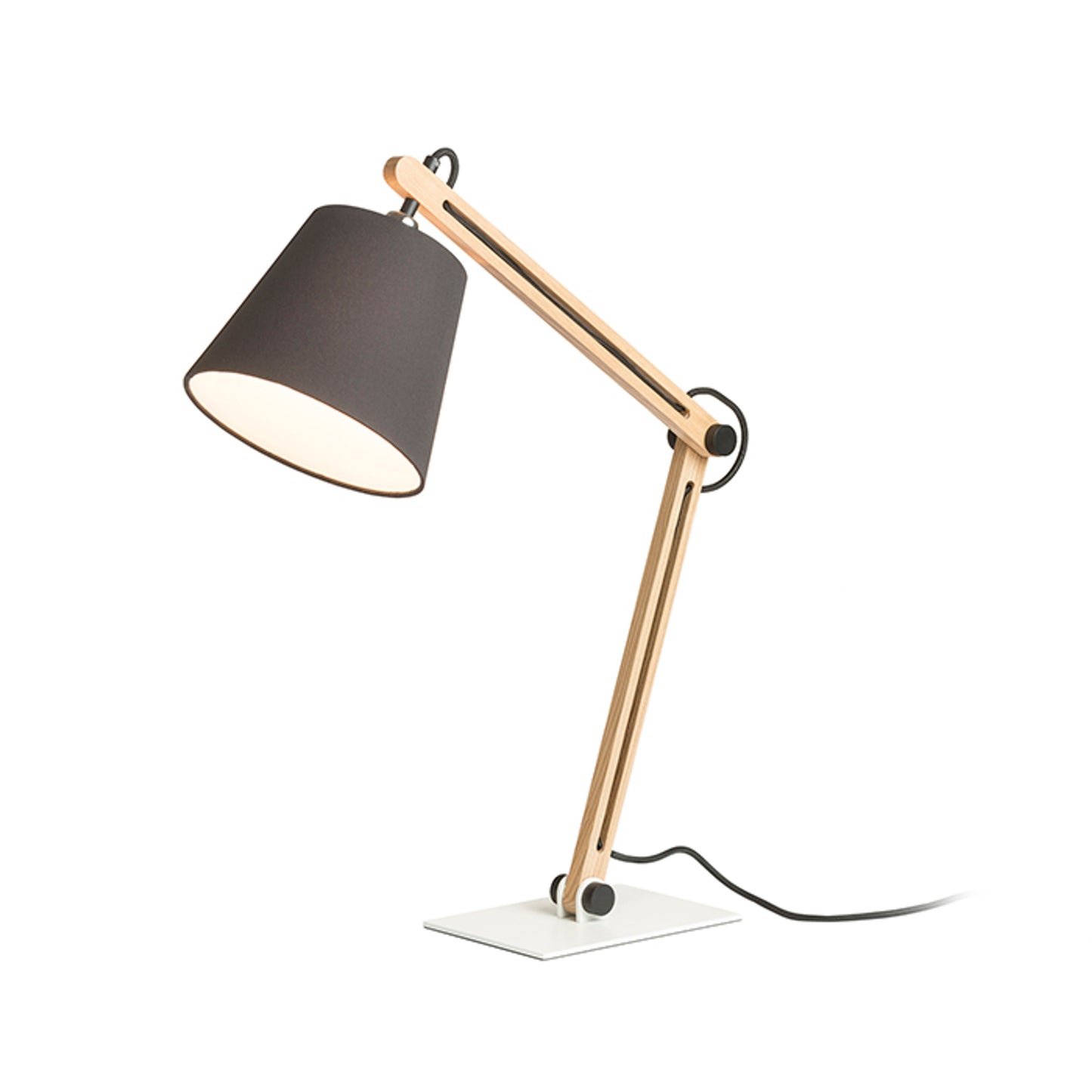 RENDL table lamp NIZZA table Polycotton black/wood 230V LED E14 7W R14032 1