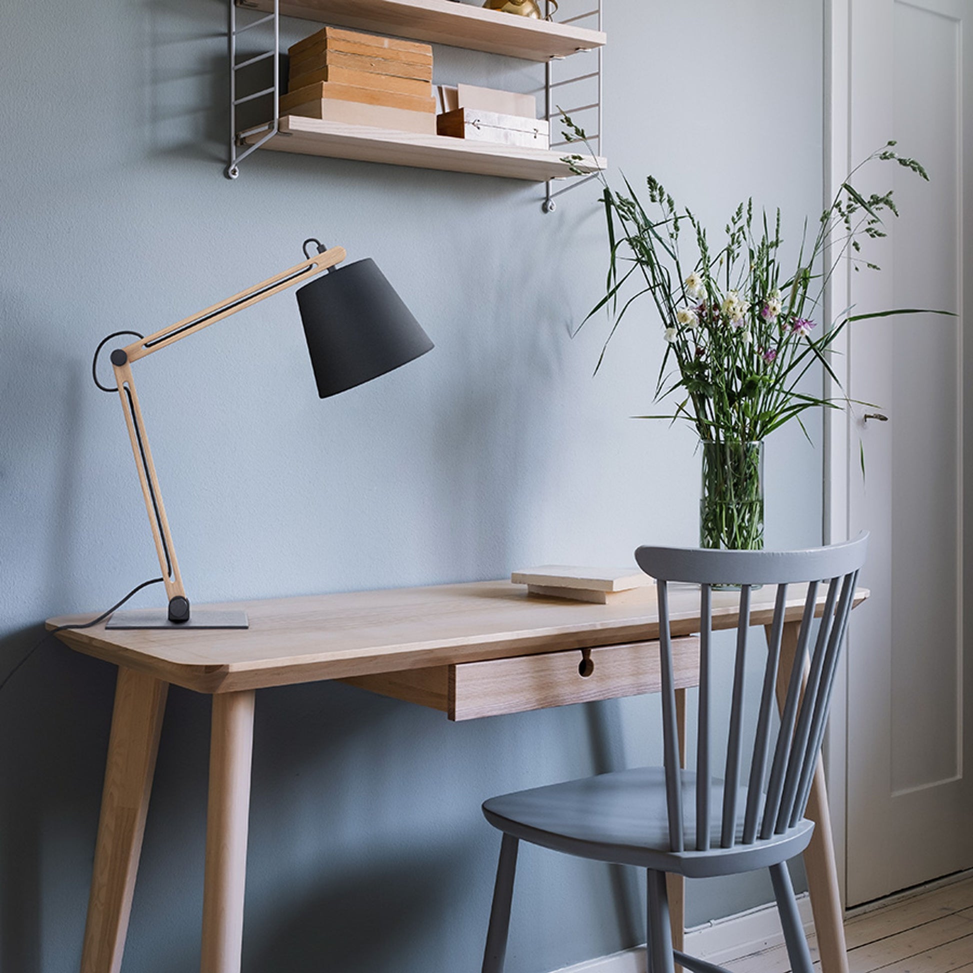 RENDL table lamp NIZZA table Polycotton black/wood 230V LED E14 7W R14032 2